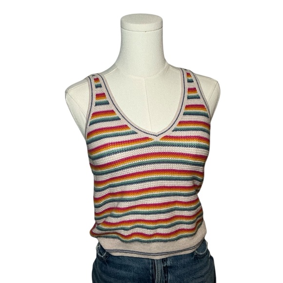 Marine Layer Tops - Marine Layer Rainbow Stripe Knit Tank XS Sleeveless V Neck Summer Top